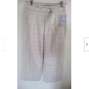 Urban Outfitters VOTE Collection Wide Leg Cotton Pants Size 3 NWT NIP Plaid